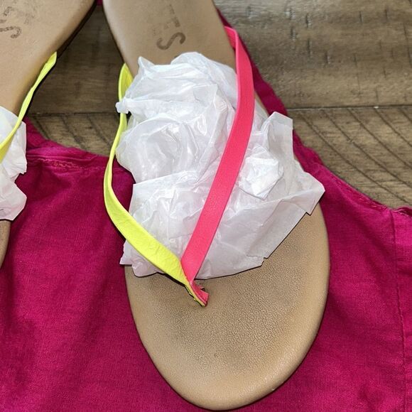 South of France 🇫🇷 Chic! Neon Pink & Yellow Chic Les Tropeziennes Sandals 🩴 - Picture 8 of 17